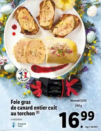 Lidl Foie Gras De Canard Entier Cuit Au Torchon offre