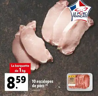 Lidl 10 Escalopes De Porc offre