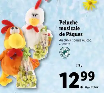 Lidl Peluche Musicale de Pâques offre