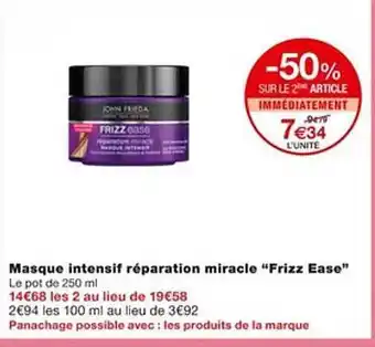 Monoprix Masque intensif réparation miracle offre
