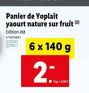 Lidl Panier de Yoplait yaourt nature sur fruit offre
