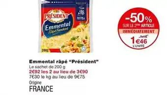 Monoprix Emmental râpé offre