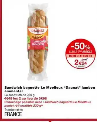 Monoprix Sandwich baguette le moelleux offre