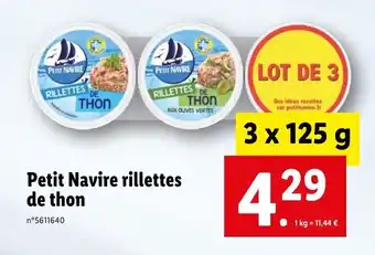 Lidl Petit Navire rillettes de thon offre