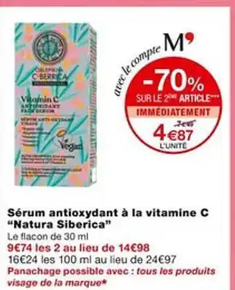 Monoprix Sérum antioxydant à la vitamine c offre
