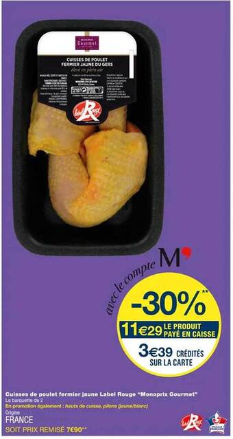 Cuisses de poulet fermier jaune label rouge