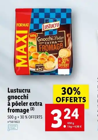 Lidl Lustucru gnocchi à Poêler extra fromage offre