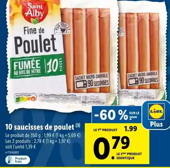 Lidl 10 Saucisses de Poulet offre
