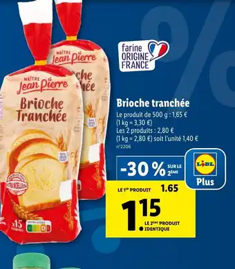Lidl Brioche Tranchée offre
