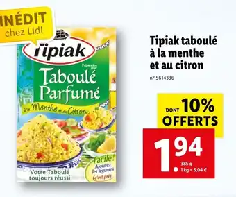 Lidl Tipiak Taboulé à la menthe et au citron offre