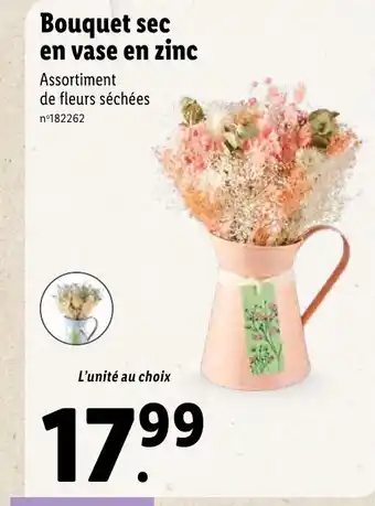 Lidl Bouquet Sec en Vase en Zinc offre