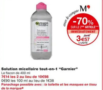 Monoprix Solution Micellaire Tout en 1 Garnier offre