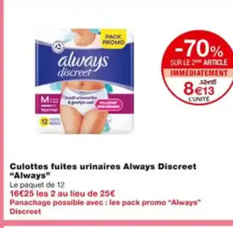 Culottes Fuites Urinaires Always Discreet Always