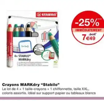 Monoprix Crayons Markdry Stabilo offre
