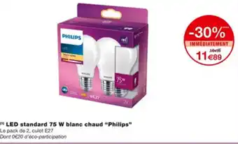 Monoprix LED Standard 75W Blanc Chaud Philips offre