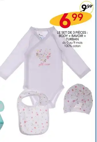 Le Set de 3 Pièces: Body+ Bavoir+ Turban