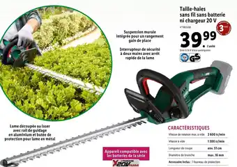 Lidl Taille-Haies Sans Fil Sans Batterie Ni Chargeur 20 V offre