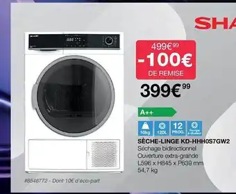 Costco Sèche-linge kd-hhh0s7gw2 sharp offre