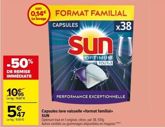 Carrefour Market Capsules lave vaisselle sun offre