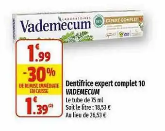 Coccinelle Express Dentifrice expert complet 10 vademecum offre