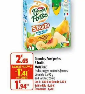 Coccimarket Gourdes pom'potes 5 fruits materne offre