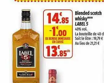 Coccimarket Blended scotch whisky label 5 offre