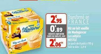 Coccinelle Express Riz au lait vanille de madagascar la laitière nestlé offre