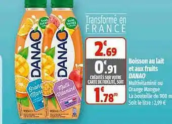 Coccinelle Express Boisson au lait et aux fruits danao offre