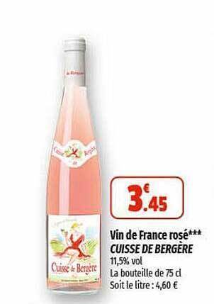 Coccimarket Vin de france rosé cuisse de bergère offre