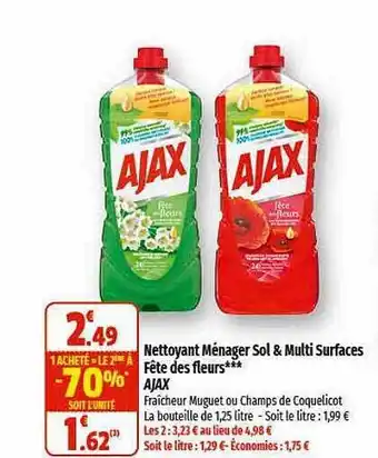 Nettoyant ménager sol & multi surfaces fête des fleurs ajax