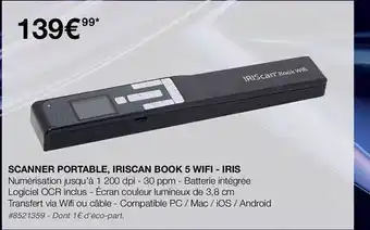 Costco Scanner portable, iriscan book 5 wifi - iris offre