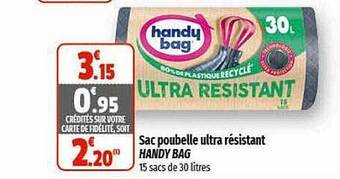 Coccinelle Supermarché Sac poubelle ultra résistant handy bag offre