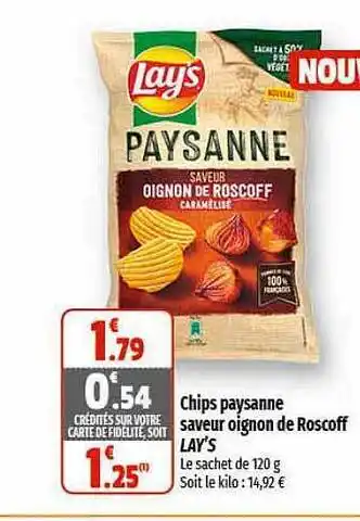 Coccinelle Supermarché Chips paysanne saveur oignon de roscoff lay's offre