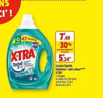 Coccinelle Supermarché Lessive liquide fraîcheur + anti-odeur x.tra offre