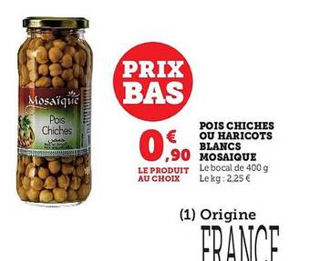 Pois chiches ou haricots blancs mosaĂŻque