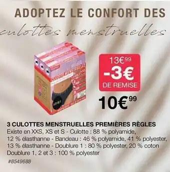 Costco 3 culottes menstruelles premières règles offre