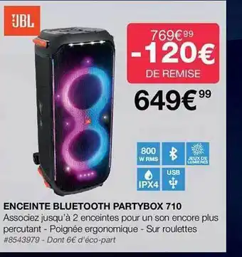 Costco Enceinte bluetooth partybox 710 jbl offre
