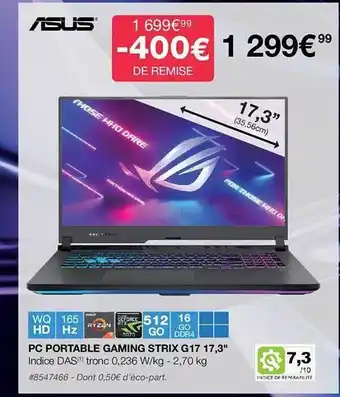 Costco Pc portable gaming strix g17 17,3 offre