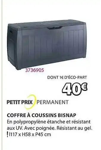JYSK Coffre à coussins bisnap offre