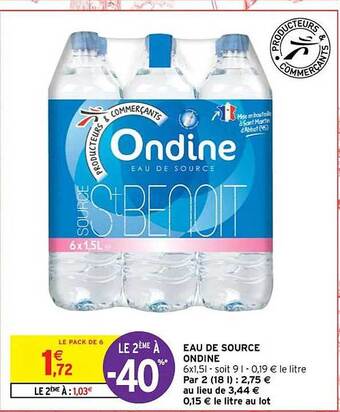 Intermarché Contact Eau de source ondine offre