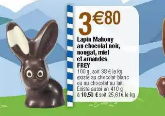 Migros Lapin mahony au chocolat noir, nougat, miel et amandes frey offre