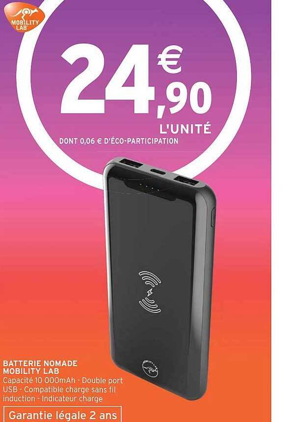 Promo Batterie nomade mobility lab chez Intermarché