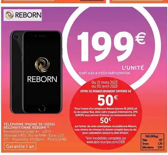 Intermarché Téléphone iphone se (2020) reconditionné reborn offre