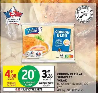 Cordon bleu x 4 surgelés volaé