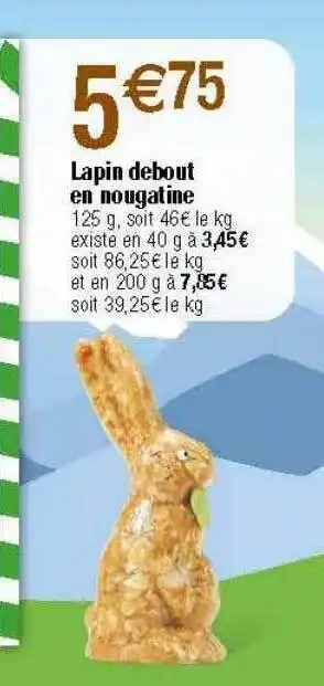 Migros Lapin debout en nougatine offre