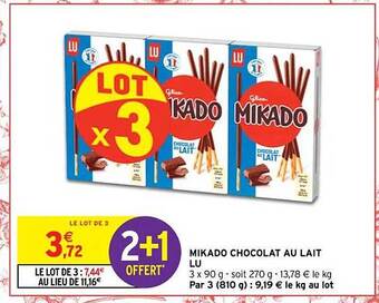 Intermarché Contact Mikado chocolat au lait lu offre