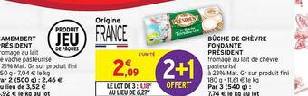 Intermarché Bûche de chèvre fondante président offre