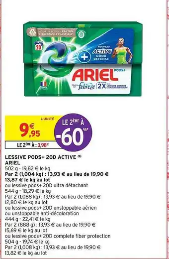 Intermarché Express Lessive pods+ 20d active ariel offre