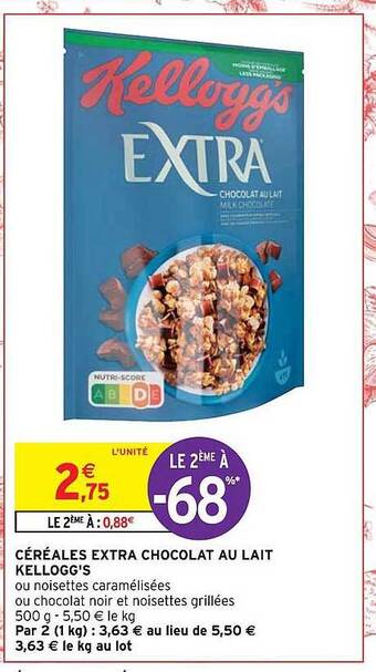 Intermarché Hyper Céréales extra chocolat au lait kellogg's offre