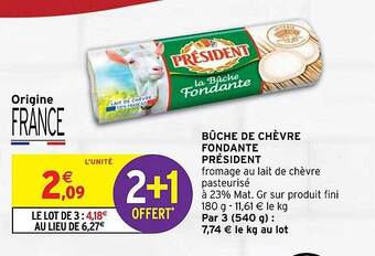 Intermarché Hyper Bûche de chèvre fondante président offre